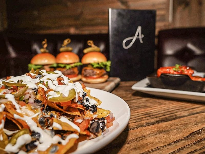 Nachos and sliders from the kitchen